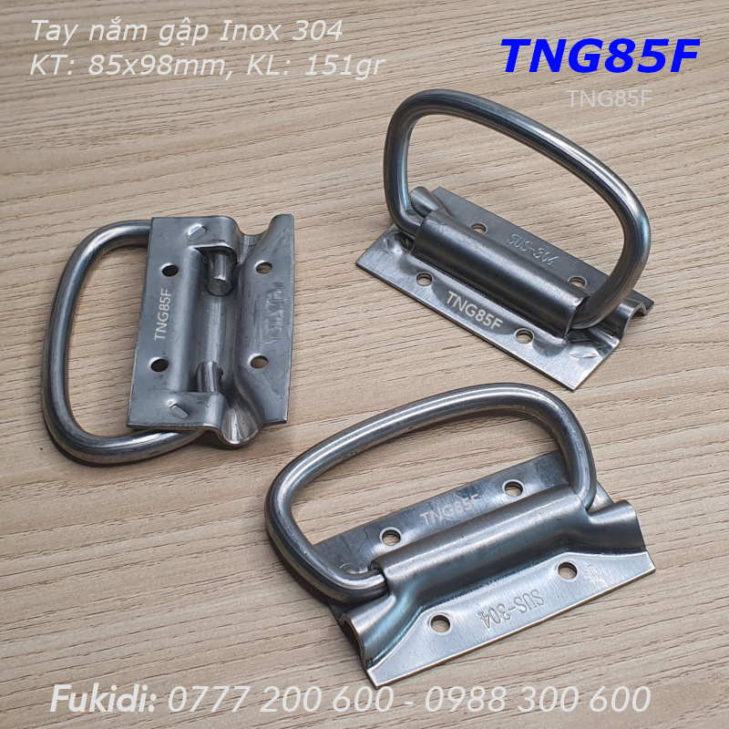 Tay nắm gập, tay nắm hộp gỗ, inox 04, KT 85x98, rộng 84mm - TNG85F