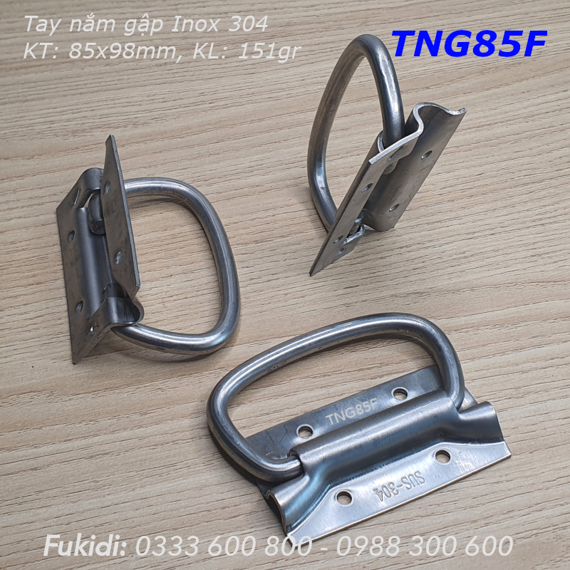 Tay nắm gập, tay nắm hộp gỗ, inox 04, KT 85x98, rộng 84mm - TNG85F