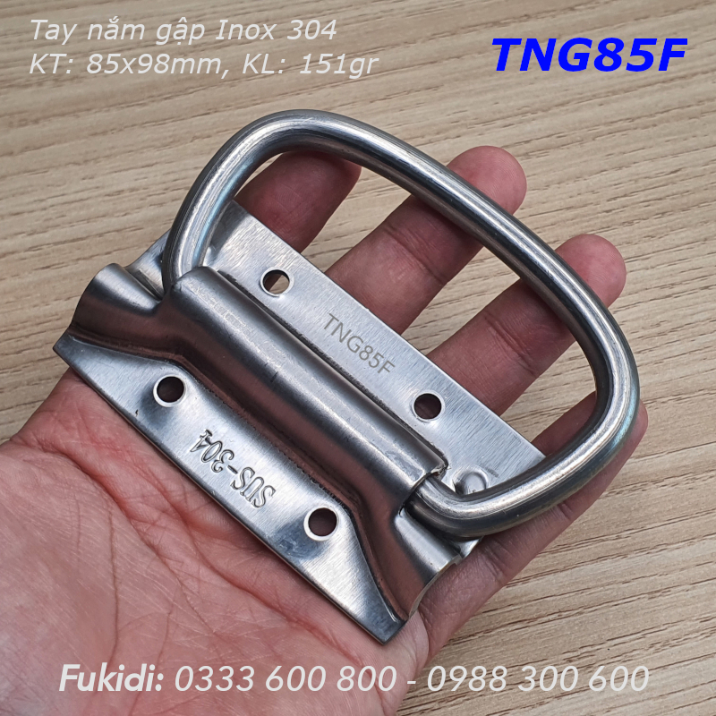 Tay nắm gập, tay nắm hộp gỗ, inox 04, KT 85x98, rộng 84mm - TNG85F