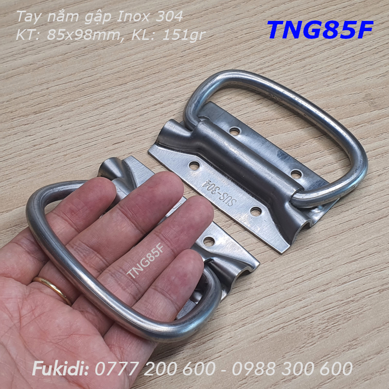 Tay nắm gập, tay nắm hộp gỗ, inox 04, KT 85x98, rộng 84mm - TNG85F
