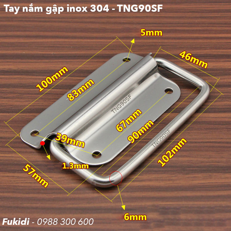 Chi tiết kích thước của tay nắm gập TNG90SF 