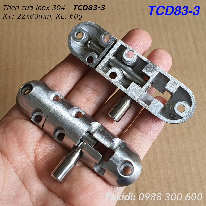 Then cửa inox 304 dạng đúc khối KT 22x83mm - TCD83-3