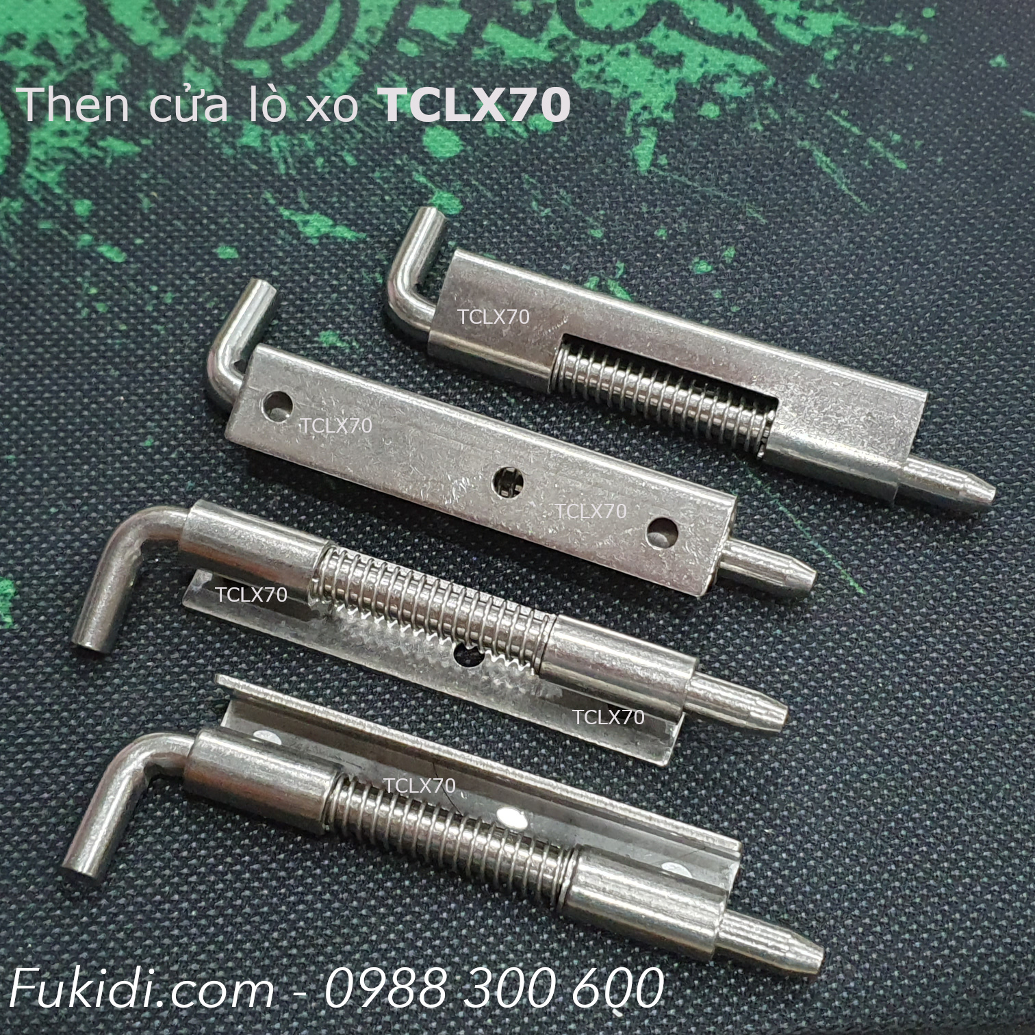 Chốt cửa lò xo inox 304 chiềi dài 70mm, phi 6mm - TCLX70