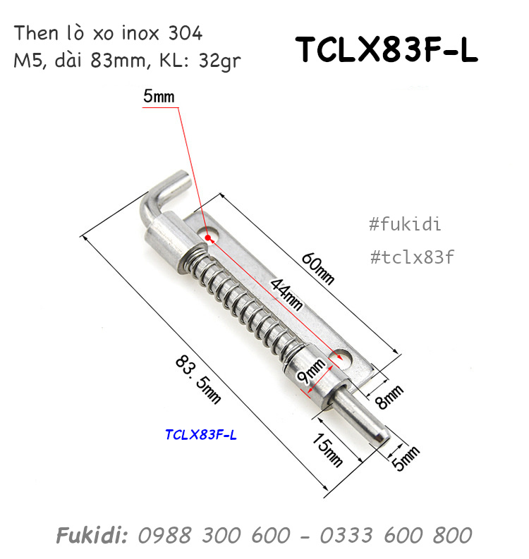 Chi tiết kích thước cửa then mở sang trái - TCLX83FL