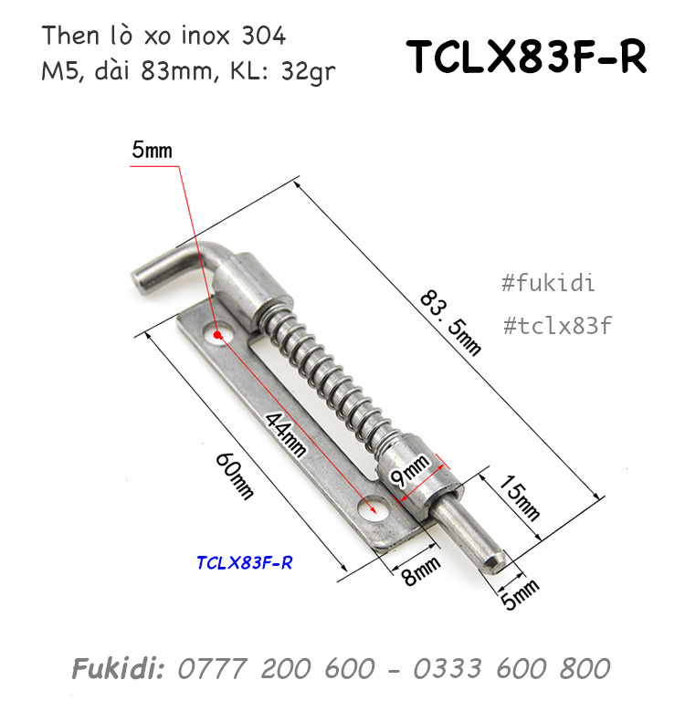 Chi tiết kích thước cửa then mở sang phài - TCLX83FR