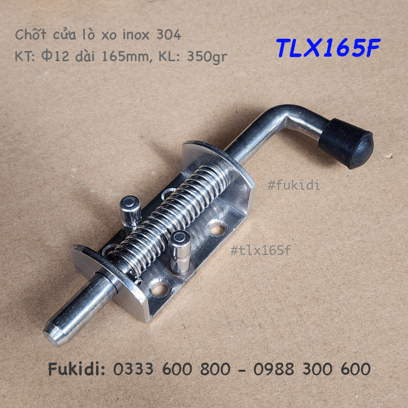Chốt cửa thùng xe, chốt lò xo tự giữ, SU304, M12 dài 165mm - TLX165F