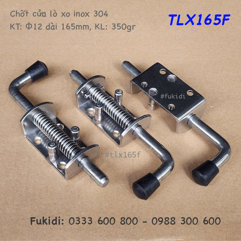 Chốt cửa thùng xe, chốt lò xo tự giữ, SU304, M12 dài 165mm - TLX165F