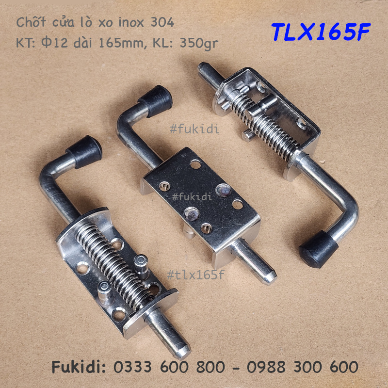 Chốt cửa thùng xe, chốt lò xo tự giữ, SU304, M12 dài 165mm - TLX165F