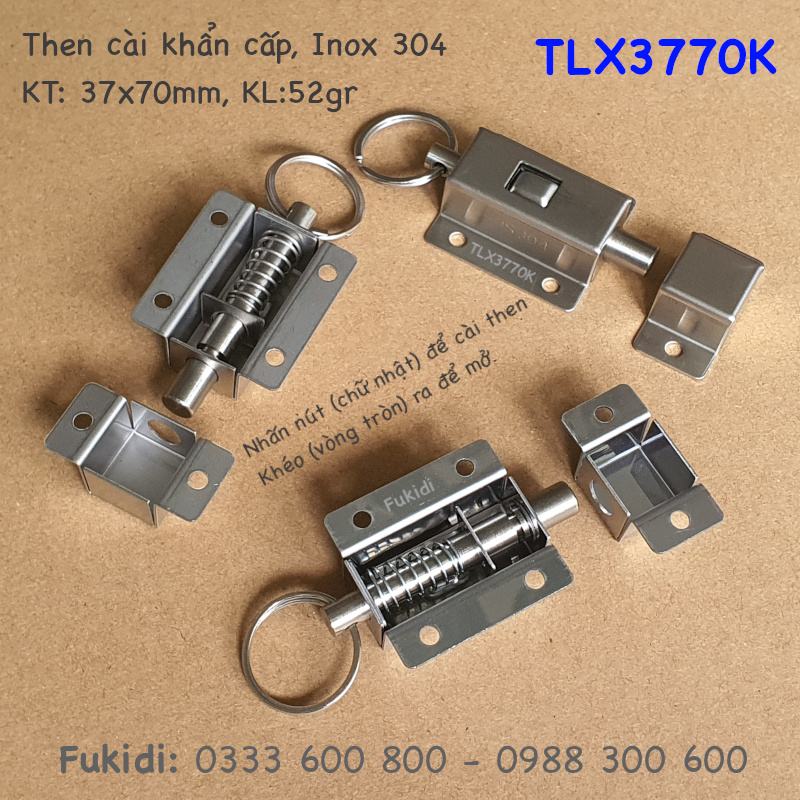 Then cài khẩn cấp, inox 304, KT M7, 37x70mm - TLX3770K