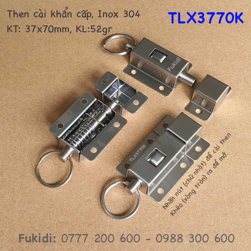 Then cài khẩn cấp, inox 304, KT M7, 37x70mm - TLX3770K