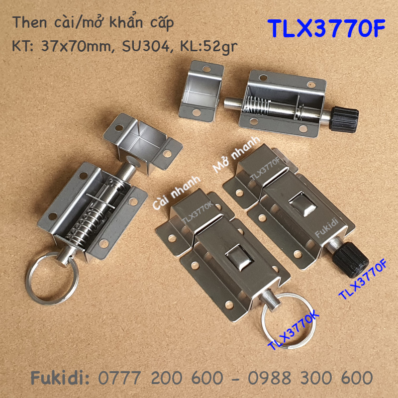 Then mở khẩn cấp, inox 304, M7, KT: 37x70mm - TLX3770F