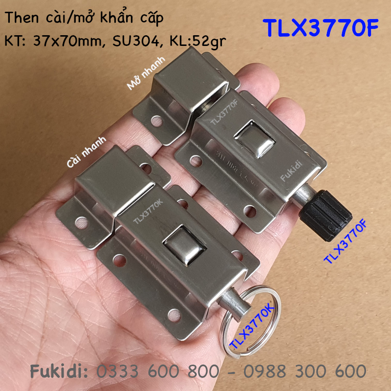 Then mở khẩn cấp, inox 304, M7, KT: 37x70mm - TLX3770F