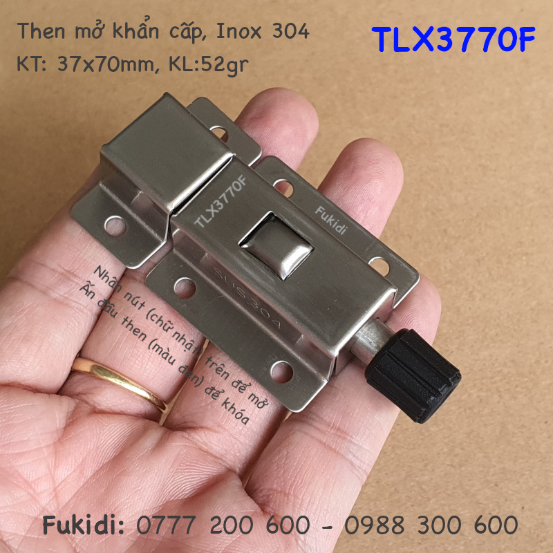 Then mở khẩn cấp, inox 304, M7, KT: 37x70mm - TLX3770F