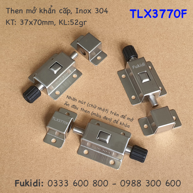 Then mở khẩn cấp, inox 304, M7, KT: 37x70mm - TLX3770F