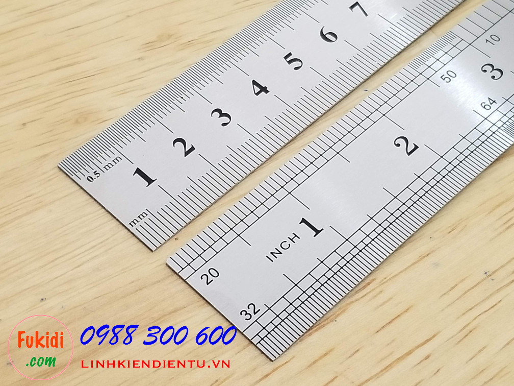 Thước kim loại đo chiều dài từ 0-30cm, bề dày 0.5mm, chất liệu thép không rỉ