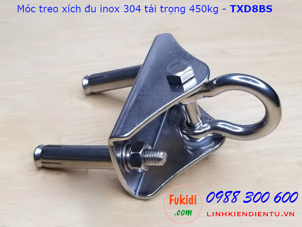 Móc treo xích đu, ghế đu, treo võng, tải 450kg inox 304 size M8 - TXD8BS