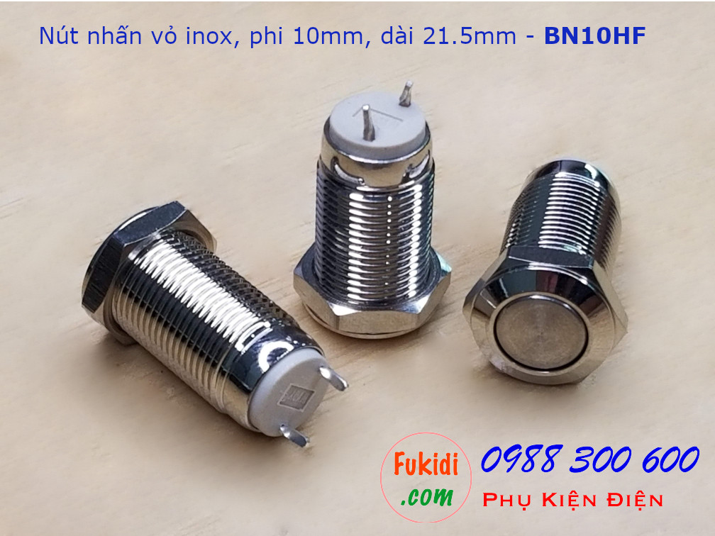 Nút nhấn giữ vỏ inox phi 10mm - BN10LHL