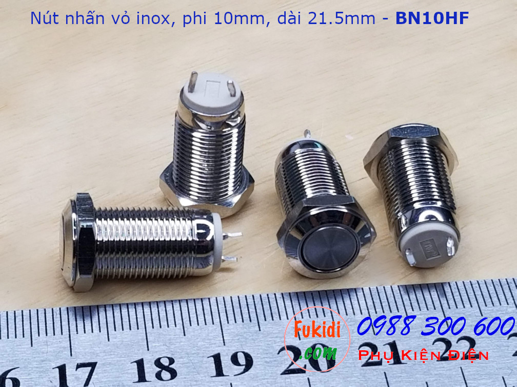Nút nhấn giữ vỏ inox phi 10mm - BN10LHL