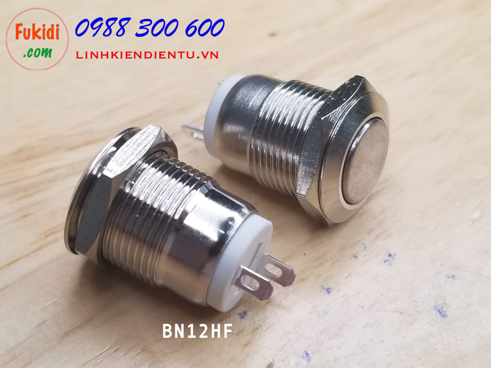 BN12HF Nút nhấn vỏ kim loại phi 12mm, chống thấm nước