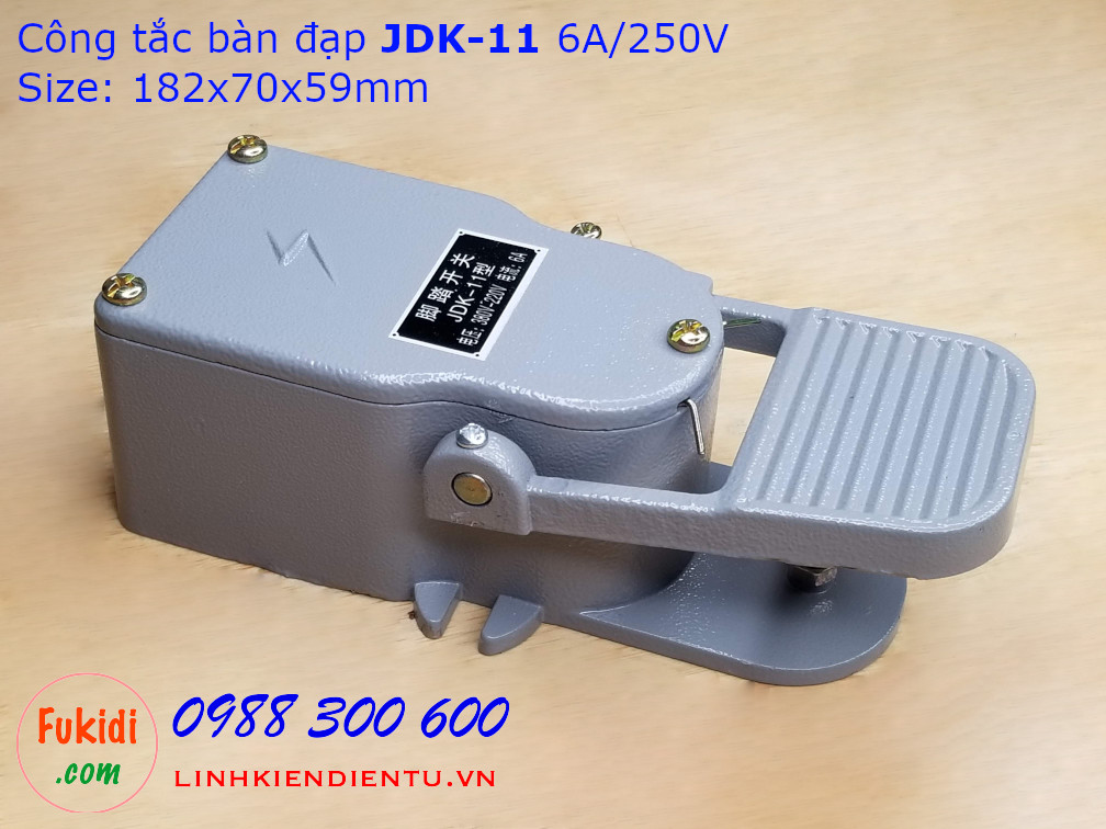 Công tắc bàn đạp JDK-11 6A/250VAC vỏ nhôm kích thước 182x70x59mm