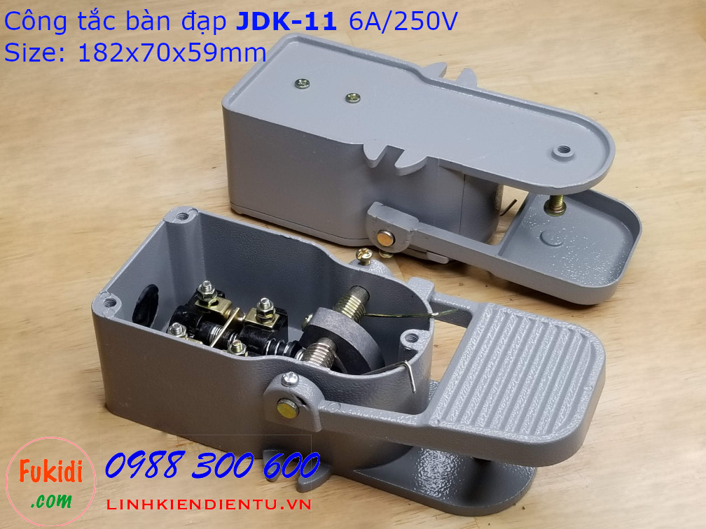 Công tắc bàn đạp JDK-11 6A/250VAC vỏ nhôm kích thước 182x70x59mm