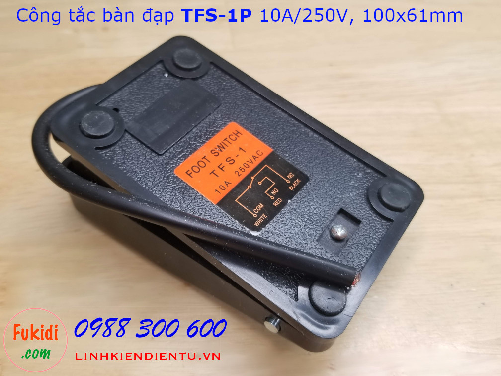 Công tắc bàn đạp TFS-1P nhựa đen 10A/250VAC, size 100x61mm
