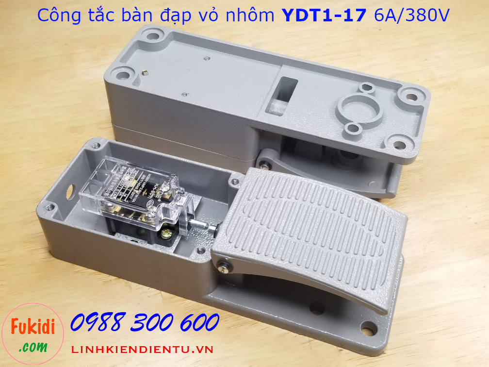Công tắc bàn đạp YDT1-17 6A/380V vỏ nhôm, kích thước 206x70x55mm