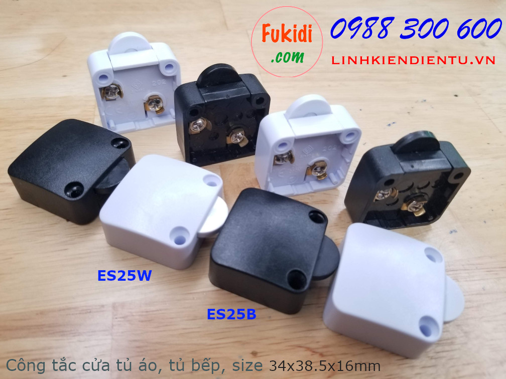 Công tắc cửa tủ trượt và cửa tủ xoay, kích thước 24x38.5x16mm màu trắng ESW25W