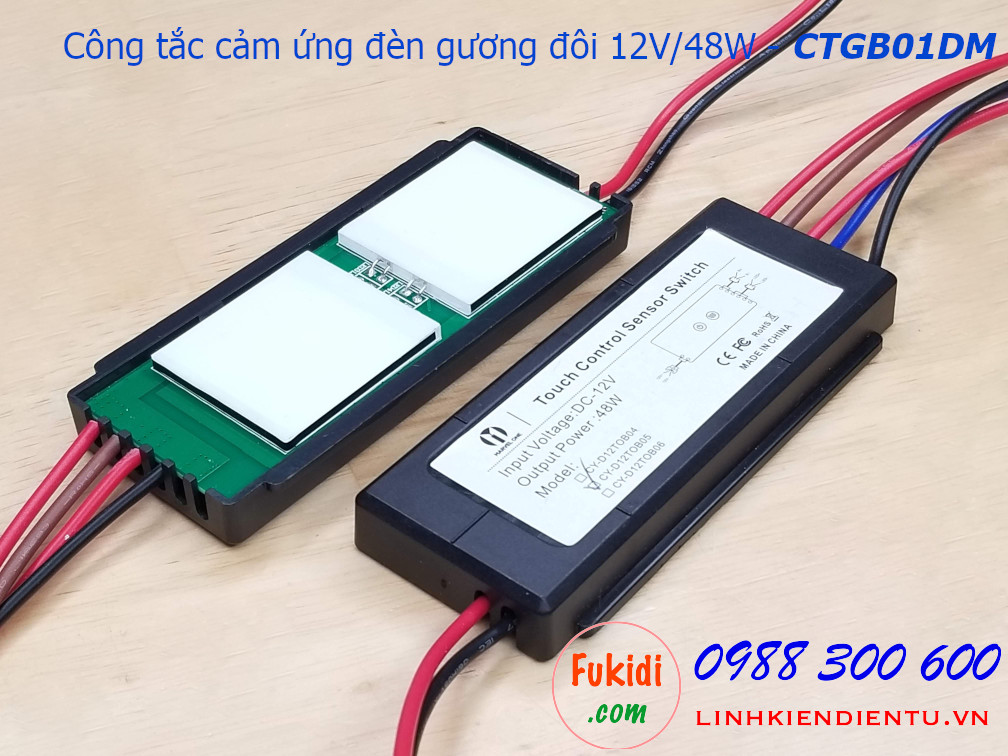 Công tắc cảm ứng đèn gương đôi 12V/48W kèm dimmer - CTGB01DM