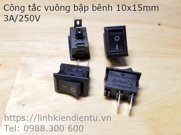 Công tắc vuông (bập bênh) 3A/250V 10x15mm