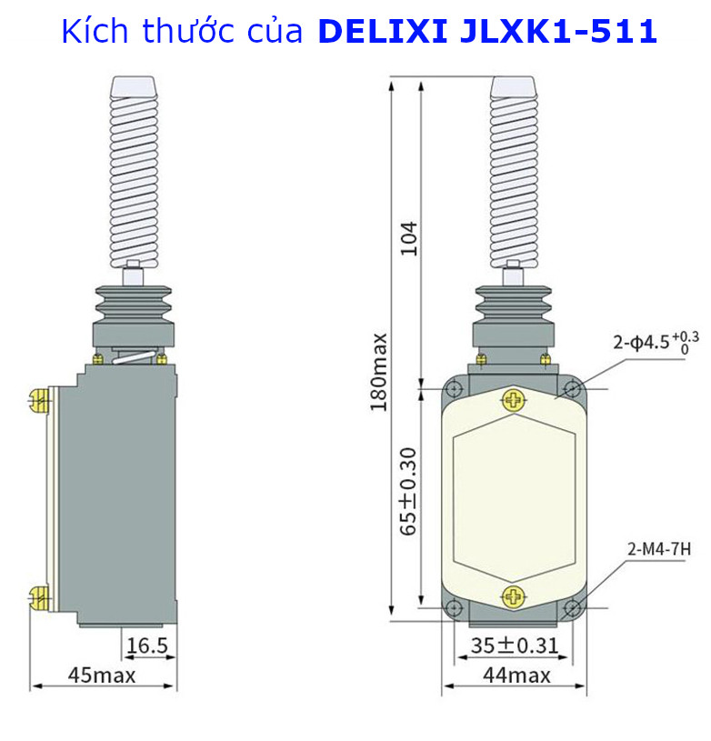 Công tắc hành trình DELIXI JLXK1-511 cần gạt dạng lò xo đàn hồi
