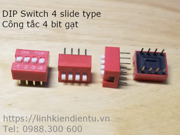 DIP Switch 4 slide type - Công tắc 4 bit gạt