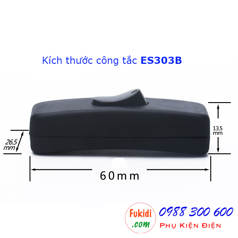 Công tắc dây treo 2A/250VAC dùng cho đèn bàn ES303 màu đen - ES303B