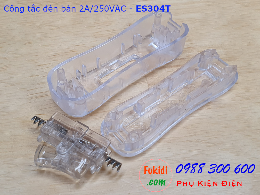 Công tắc treo dây 2A/250V dùng cho đèn bàn, đèn đọc sách màu trong suốt - ES304T