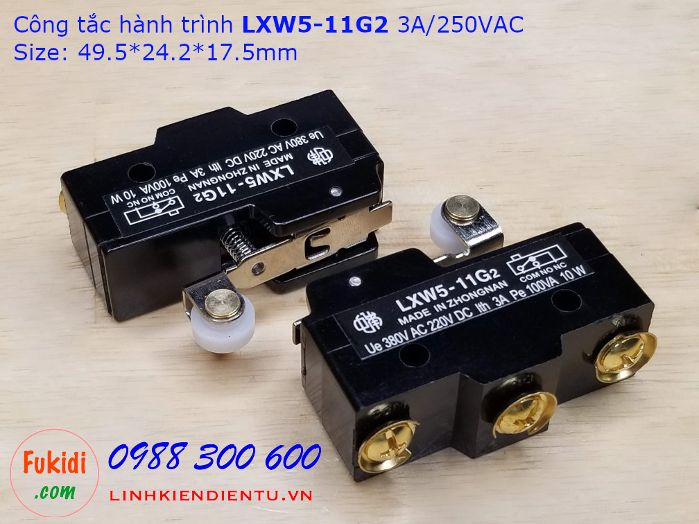 Công tắc hành trình LXW5-11G2 3A/250VAC Size: 49.5x24.2x17.5mm
