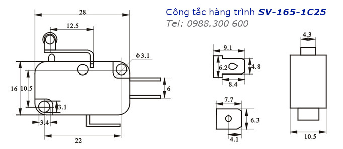 Công tắc hành trình SVGO SV-165-1C25 16A/250V