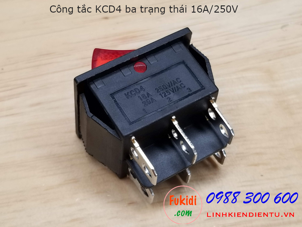 Công tắc KCD4 ba trạng thái màu đỏ - KCD4-3SR