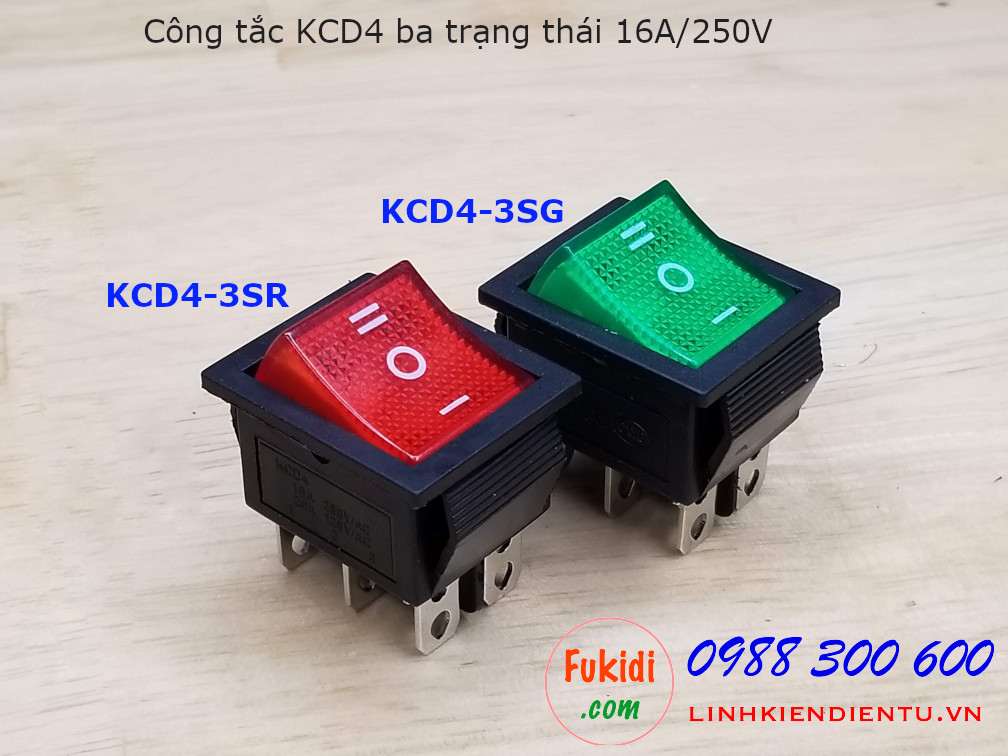 Công tắc KCD4 ba trạng thái màu xanh - KCD4-3SG