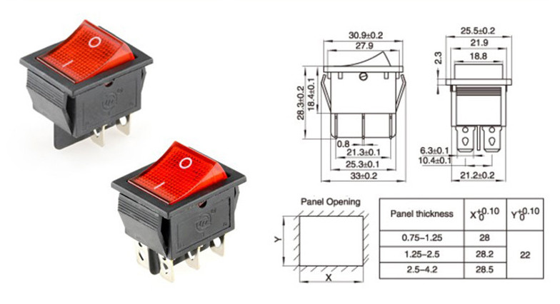 Công tắc KCD4 ba trạng thái màu đỏ - KCD4-3SR