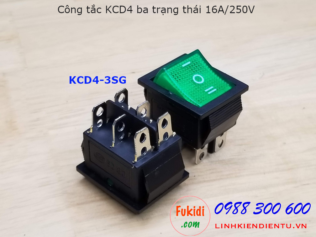 Công tắc KCD4 ba trạng thái màu xanh - KCD4-3SG