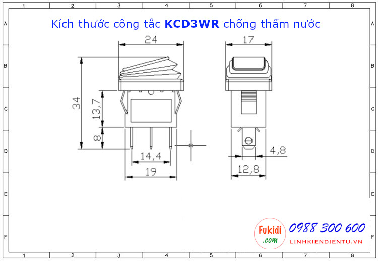 Công tắc bập bênh KCD3 chống thấm nước - KCD3WR