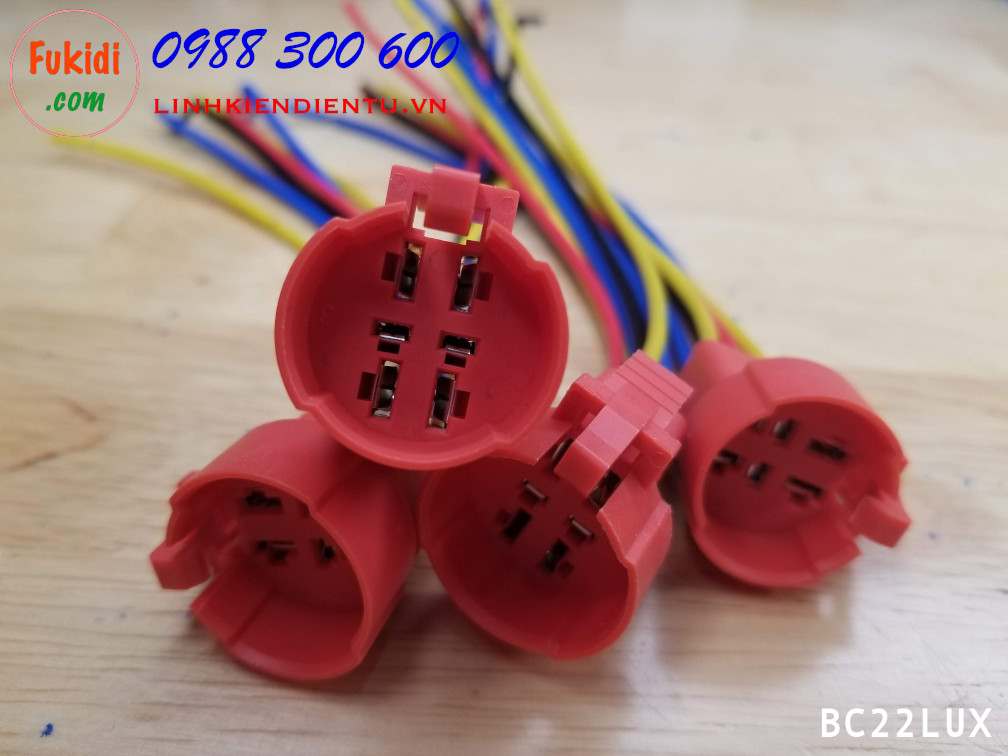BC22LUX Đế nối dây cho nút bấm vỏ kim loại 22mm, đế màu đỏ