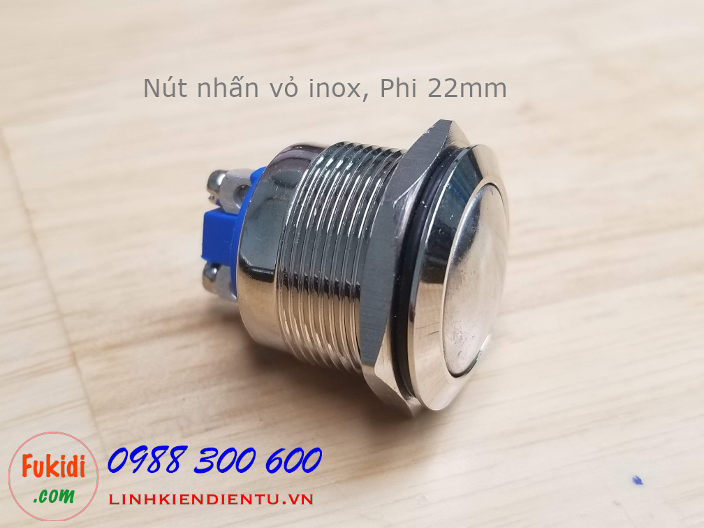 BN2224NL Nút nhấn vỏ inox, phi 22mm, mặt nút cong, không đèn