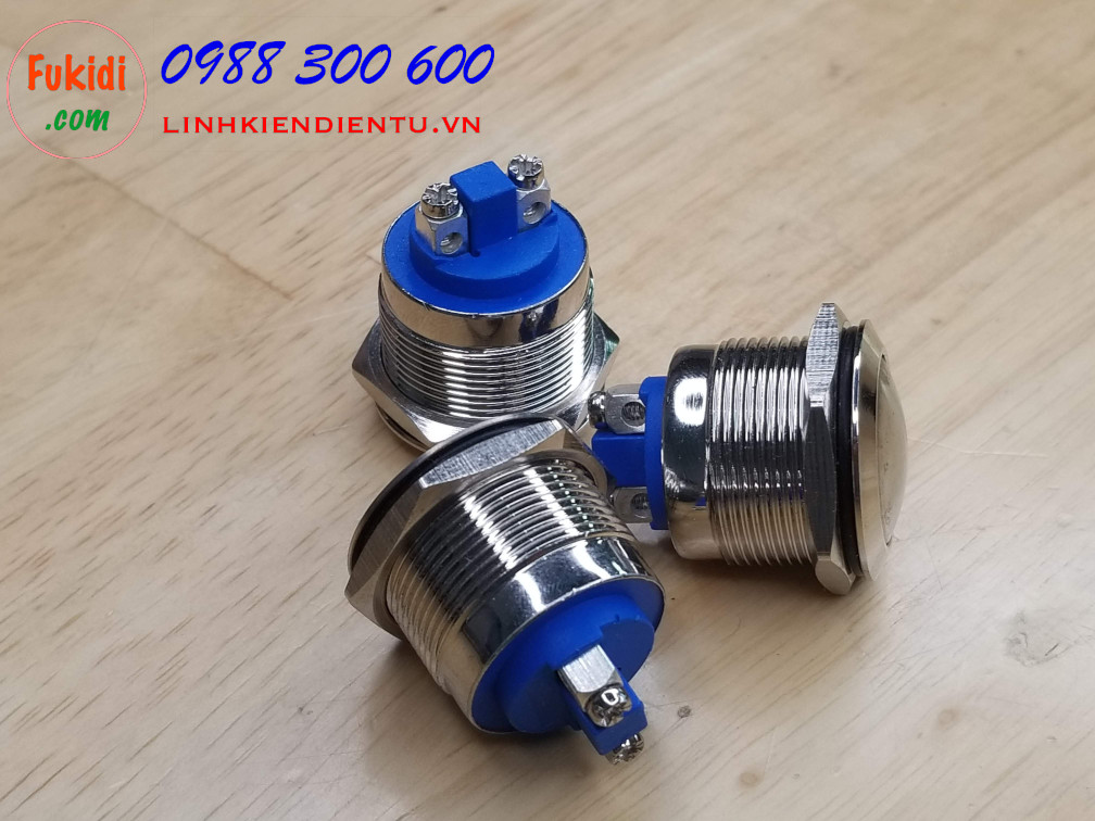 BN2224NL Nút nhấn vỏ inox, phi 22mm, mặt nút cong, không đèn