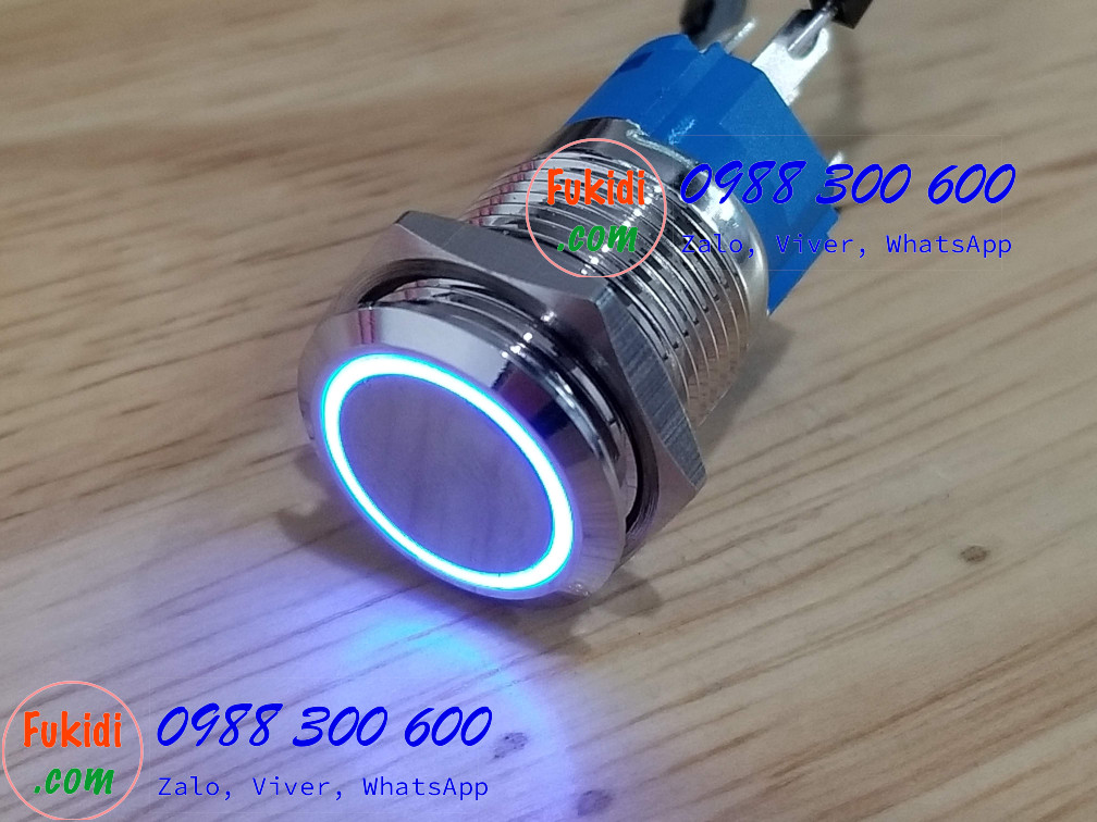FUKIDI - Nút nhấn inox có đèn, phi 16mm, điện áp 24v