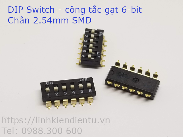 DIP Switch - công tắc gạt 6 bit, chân SMD 2.54mm