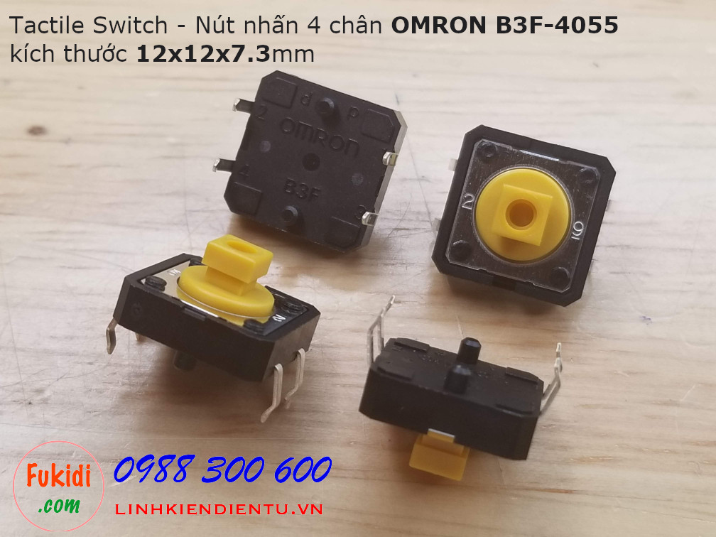 Tactile Switch - Nút nhấn 4 chân OMRON B3F-4055, 12x12x7.3mm
