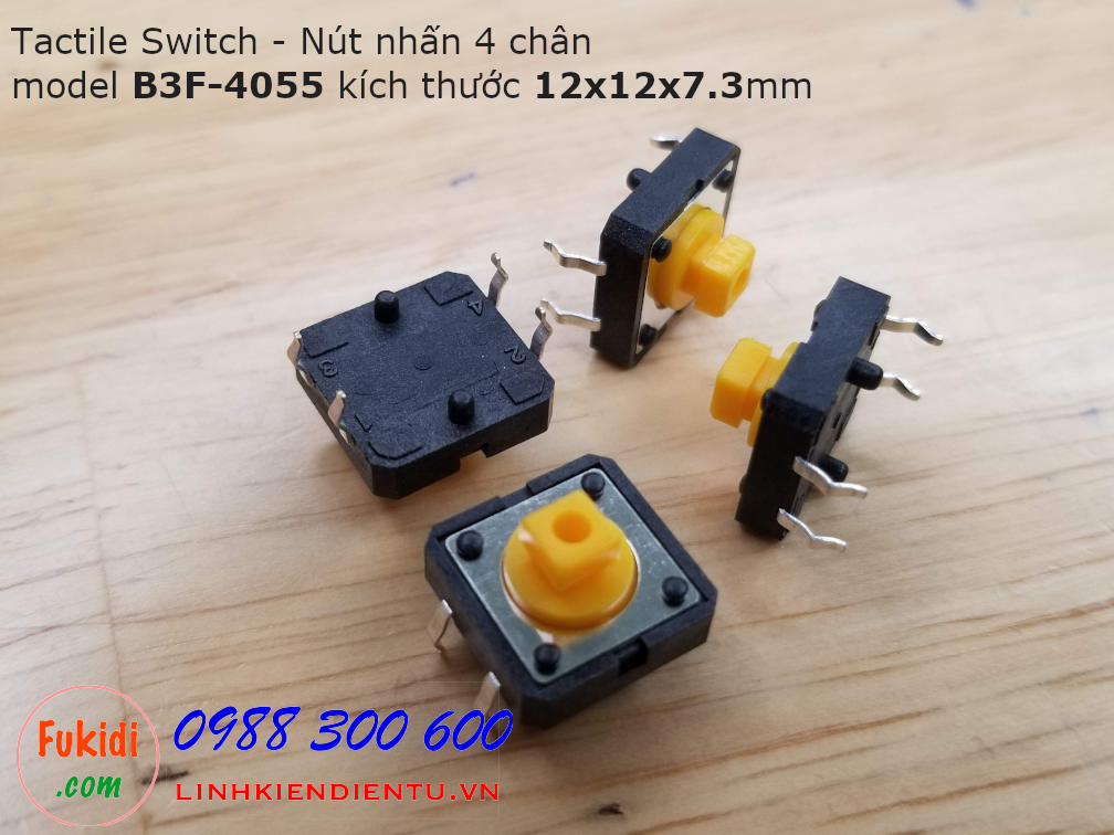Tactile Switch - Nút nhấn 4 chân B3F-4055, 12x12x7.3mm