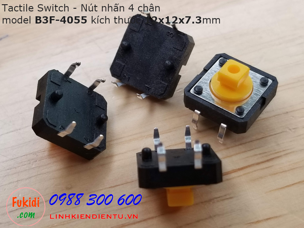 Tactile Switch - Nút nhấn 4 chân B3F-4055, 12x12x7.3mm