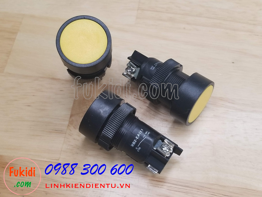 Nút nhấn nhả XB2-EA151 22mm màu vàng, thường mở (NO)